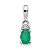 14K White Gold Emerald Diamond Pendant